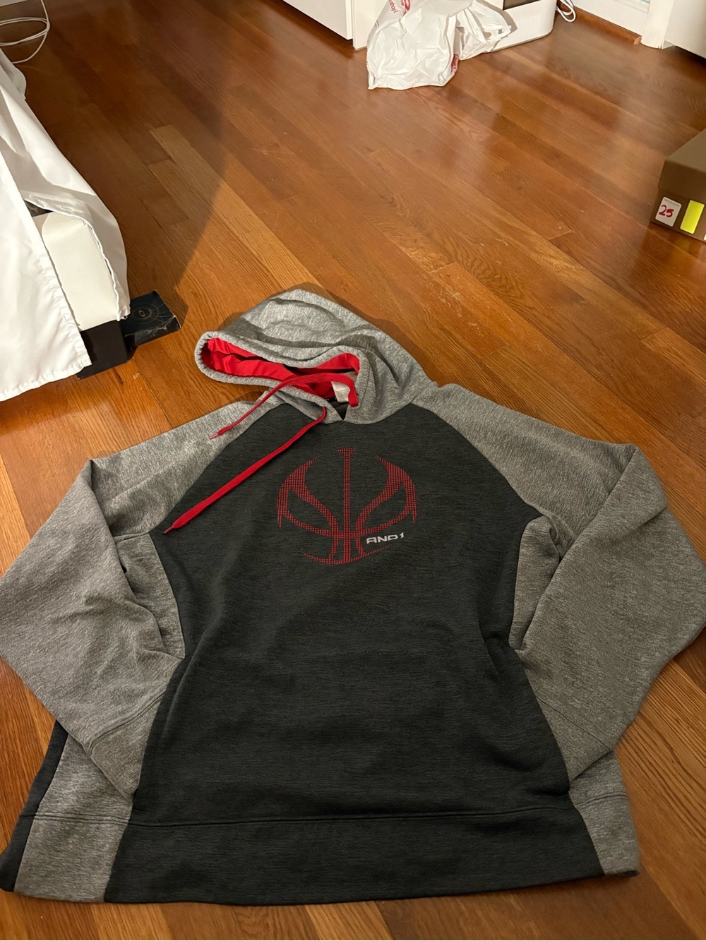 And1 Black & Gray Pullover Hoodie with Red Accents